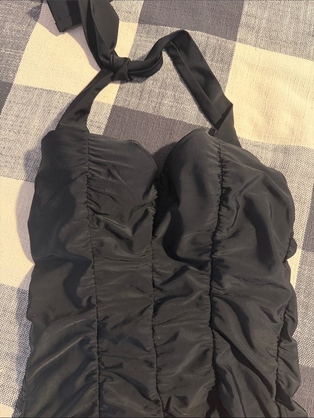 Black Ruched Halter Swimsuit - Picture 7 of 12
